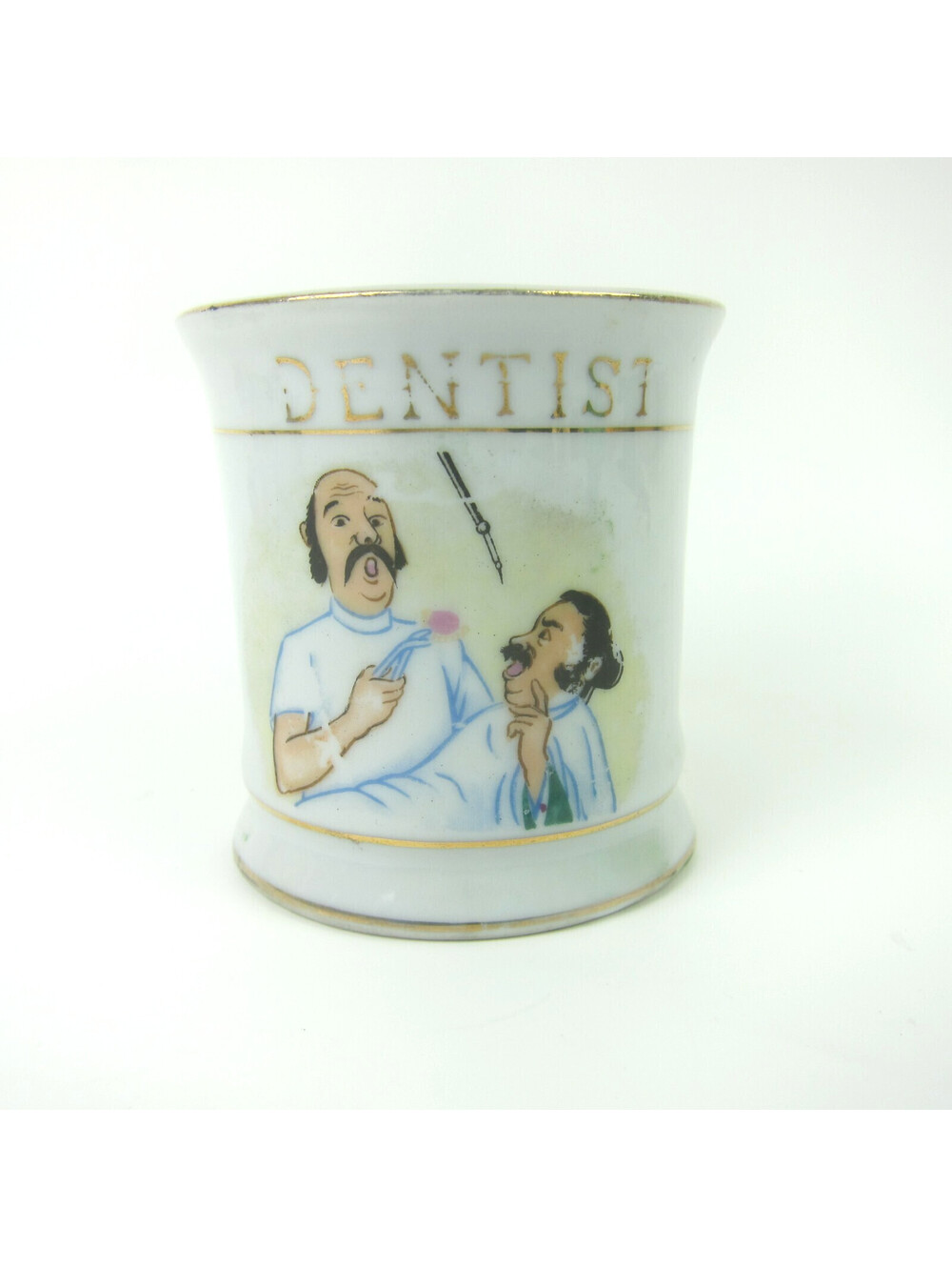 Vintage Napco Porcelain Occupational Shaving Mug Dentist Gold Gilt Accents RARE